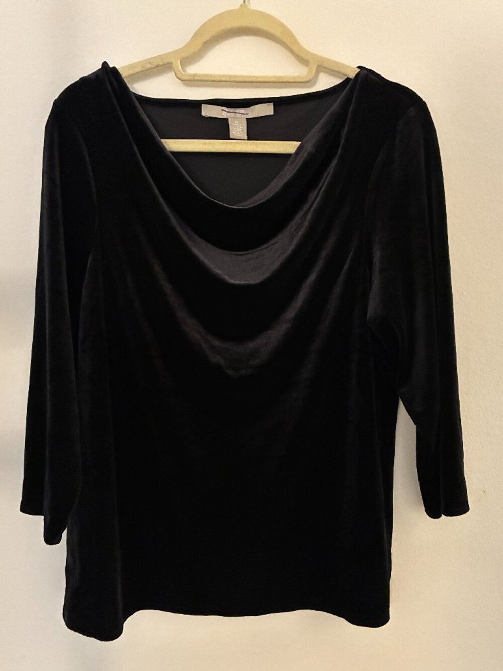 Ella Rose Black Stretch Velvet Blouse Size XL